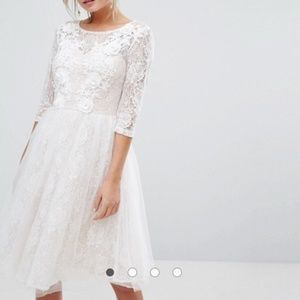 Chi Chi London Bridal Lace Midi Dress With 3D Appl